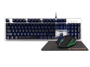 مجموعة لوحة مفاتيح وماوس للألعاب من ZEUS GAMDIAS Mem-chanical ، بإضاءة خلفية سلكية RGB LED وماوس مريح 3200 نقطة في البوصة لأجهزة الكمبيوتر المكتبي التي تعمل بنظام Windows وسجادة الماوس