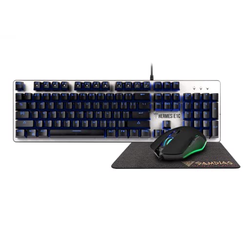 مجموعة لوحة مفاتيح وماوس للألعاب من ZEUS GAMDIAS Mem-chanical ، بإضاءة خلفية سلكية RGB LED وماوس مريح 3200 نقطة في البوصة لأجهزة الكمبيوتر المكتبي التي تعمل بنظام Windows وسجادة الماوس مجموعة لوحة مفاتيح وماوس للألعاب من ZEUS GAMDIAS Mem-chanical ، بإضاءة خلفية سلكية RGB LED وماوس مريح 3200 نقطة في البوصة لأجهزة الكمبيوتر المكتبي التي تعمل بنظام Windows وسجادة الماوس