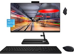 2022 Lenovo IdeaCentre 22 "FHD All-in-One Desktop Computer ، Intel Pentium Gold 7505 ، DVD-RW ، كاميرا ويب ، لوحة مفاتيح وماوس لاسلكي ، Windows 11 Home ، أسود (ذاكرة وصول عشوائي 16 جيجابايت | 1 تيرابايت SSD)