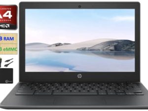 HP 2022 Newest Chromebook Laptop Business Business ، شاشة 11.6 بوصة عالية الدقة ، معالج AMD A4-9120C (حتى 2.4 جيجاهرتز) ، ذاكرة وصول عشوائي 4 جيجابايت ، 32 جيجابايت eMMC ، كاميرا ويب عالية الدقة ، WiFi 5 ، بلوتوث ، عمر بطارية طويل ، نظام تشغيل Chrome + MarxsolCables