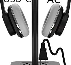 حامل سماعة رأس KAFRI RGB مزود بشاحن USB A & C حامل حامل سماعة رأس للألعاب مع 3 منافذ شحن USB ومنفذان - مناسب للاعبين على طاولة سطح المكتب وملحقات ألعاب السماعات هدايا صديقها