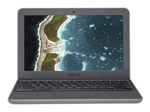 ASUS Chromebook C202SA-YS02 11.6in تصميم قوي ومقاوم للماء بزاوية 180 درجة (Intel Celeron 4 GB ، 16GB eMMC ، (مجدد) (أسود ورمادي)