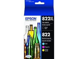 حزمة EPSON T822 DURABrite Ultra Ink عالية السعة لخرطوشة ألوان سوداء وقياسية (T822XL-BCS) لمجموعة مختارة من طابعات Epson WorkForce Pro