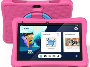 جهاز لوحي للأطفال ، جهاز لوحي للأطفال بسن المشي مقاس 10 بوصات ، نظام Android 12 Go ، واي فاي 6 ، تحكم أبوي ، بطارية 6000 مللي أمبير ، ذاكرة تخزين بسعة 2 جيجا بايت (SD إلى 512 جيجا بايت) ، وضع حماية العين ، جراب EVA مقاوم للصدمات ، PlimPad Kids10 (وردي)