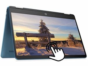 HP Flagship Chromebook 14 "HD 2-in-1 Touchscreen Laptop، Intel Celeron N4120 (Up to 2.6GHz)، 4GB RAM، 64GB eMMC، Wi-Fi، عمر بطارية يصل إلى 13 ساعة، Bluetooth، Chrome OS، أزرق، w / GM مستلزمات