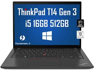 2022 Lenovo ThinkPad T14 Gen 3 14 "WUXGA FHD + (Intel 12th Gen 10-Core i5-1235U، 16GB RAM، 512GB SSD) كمبيوتر محمول للأعمال ، بإضاءة خلفية ، بصمة الإصبع ، 2 x Thunderbolt 4 ، كاميرا ويب ، ضمان لمدة 3 سنوات ، Win 10/11 طليعة