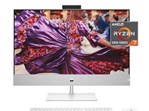 كمبيوتر مكتبي HP Pavilion 27 بوصة متعدد الإمكانات ، AMD Ryzen 7 5700U ، ذاكرة وصول عشوائي 16 جيجابايت ، 256 جيجابايت SSD ومحرك أقراص ثابتة 1 تيرابايت ، شاشة لمس عالية الدقة بالكامل ، Windows 11 Home ، 5 منافذ USB ، كاميرا منبثقة بدقة 5 ميجابكسل ولوحة مفاتيح وماوس (27-ca0070، 2021)