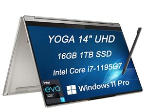 Lenovo 2022 Yoga 9i 14 "UHD 4K 500 Nits 2-in-1 Touchscreen (Intel 4-Core i7-1195G7، 16GB LPDDR4X RAM، 1TB PCle SSD، Webcam، Active Stylus) ، كمبيوتر محمول للأعمال ، Thunderbolt 4 ، بصمة الإصبع ، Windows 11 Pro