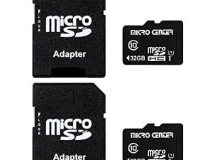 بطاقة ذاكرة فلاش Micro SDHC من الفئة 10 بسعة 32 جيجا بايت مع محول لأجهزة تخزين الهاتف المحمول والكمبيوتر اللوحي والطائرة بدون طيار وتسجيل الفيديو عالي الدقة - 80 ميجابايت / ثانية UHS-I ، C10 ، U1 (عبوتان)