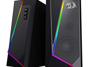 مكبرات صوت Redragon GS520 RGB لسطح المكتب ، مكبر صوت استريو للكمبيوتر الشخصي بقناة 2.0 مع 6 أوضاع LED ملونة ، صوت محسن والتحكم في مستوى الصوت سهل الوصول ، USB بالطاقة مع كابل 3.5 ملم