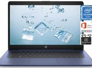 أحدث كمبيوتر محمول 2021 HP 14 بوصة عالي الدقة ، Intel Celeron N4000 حتى 2.6 جيجاهرتز ، 4 جيجابايت DDR4 ، سعة تخزين 64 جيجابايت eMMC ، WiFi ، كاميرا ويب ، HDMI ، Bluetooth ، سنة واحدة Microsoft 365 ، Windows 10 S ، Blue + Hubxcel Cables