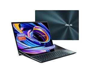 ASUS ZenBook Pro Duo 15 OLED UX582 كمبيوتر محمول ، شاشة لمس OLED 4K UHD مقاس 15.6 بوصة ، Intel Core i7-10870H ، ذاكرة وصول عشوائي 16 جيجا ، 1 تيرابايت SSD ، GeForce RTX 3070 ، ScreenPad Plus ، Windows 10 Pro ، Celestial Blue ، UX582LR-XS74T