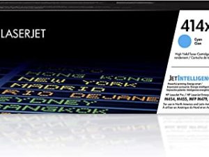 خرطوشة مسحوق حبر أصلية باللون السماوي HP 414X عالية الإنتاجية | يعمل مع طابعة HP Color LaserJet Enterprise M455dn و MFP M480f ؛ سلسلة طابعات HP Color LaserJet Pro M454 وسلسلة طابعات HP Color LaserJet Pro MFP M479 | W2021X