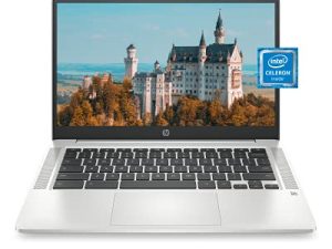 كمبيوتر محمول HP Chromebook 14 ، Intel Celeron N4020 ، ذاكرة وصول عشوائي 4 جيجابايت ، 32 جيجابايت eMMC ، شاشة 14 بوصة عالية الدقة Micro-Edge ، نظام تشغيل كروم ، رفيع ومحمول ، رسومات 4K ، لوحة مفاتيح رمادية بإضاءة خلفية (14a-na0024nr ، 2021 ، فضي معدني)