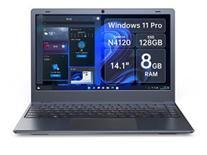 كمبيوتر محمول HTOOLS Windows 11 ، كمبيوتر محمول ، Intel Celeron N4120 رباعي النواة 8 جيجابايت رام ، 128 جيجابايت SSD (توسيع 2 تيرابايت SSD) ، كمبيوتر محمول ، FHD IPS وكاميرا ويب 2 ميجابكسل ، واي فاي مزدوج ، النوع C