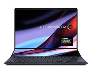 ASUS Zenbook Pro 14 Duo OLED 14.5 - 2.8K OLED Touch، 120Hz Refresh Rate، ScreenPad Plus، Intel i9-12900H CPU، RTX 3050Ti، 32GB RAM، 1TB SSD، Windows 11 Home، Tech Black، UX8402ZE-DB96T