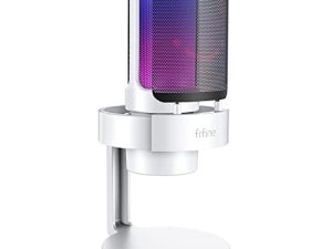 ميكروفون RGB للكمبيوتر للألعاب USB من FIFINE للبث المباشر ، والاجتماعات ، والبث الصوتي ، والفيديو ، وميكروفون مكثف مع مقبس سماعة رأس للمراقبة ، والتحكم في الإضاءة ، لنظام التشغيل MAC OS / Windows-AmpliGame A8 أبيض