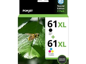عبوة كومبو لخراطيش الحبر 61XL مُعاد تصنيعها لطابعة HP 61 XL Ink تعمل مع طابعة HP Envy 4500 5530 4502 5535 5534 officejet 4630 4635 Deskjet 1000 1010 1510 (1 أسود ، 1 ثلاثي الألوان)