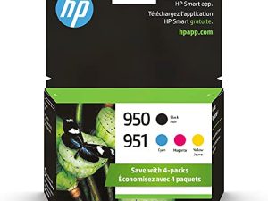 خراطيش حبر أصلية HP 950 سوداء / 951 سماوي وأرجواني وأصفر (4 عبوات) | يعمل مع HP OfficeJet 8600، OfficeJet Pro 251dw، 276dw، 8100، 8610، 8620،8625 8630 Series | مؤهل للحبر الفوري | X4E06AN