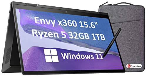 HP Envy X360 15 2-in-1 Touchscreen (Ryzen 5 5625U، 32GB RAM، 1TB SSD، Active Stylus، IST Bag) AMD 6-Core (Beat i7-1165G7) 15.6 "FHD Convertible Laptop، Backlit، Pen، Alexa، Windows 11 الرئيسية - 2022 HP Envy X360 15 2-in-1 Touchscreen (Ryzen 5 5625U، 32GB RAM، 1TB SSD، Active Stylus، IST Bag) AMD 6-Core (Beat i7-1165G7) 15.6 "FHD Convertible Laptop، Backlit، Pen، Alexa، Windows 11 الرئيسية - 2022