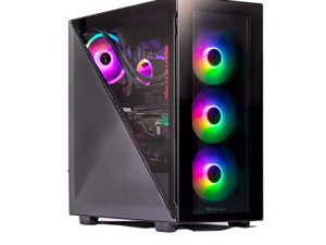 Velztorm (Black Gladio) كمبيوتر سطح المكتب للألعاب CTO (سائل تبريد AMD Ryzen 7-5800X 8-Core ، 32 جيجابايت DDR4 ، 1 تيرابايت PCIe SSD + 2 تيرابايت HDD (3.5) ، GeForce RTX 3080 10GB ، 10GB ، AC WiFi ، 750W PSU ، RGB Light ، W10H)