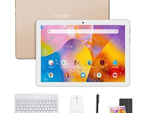 تابلت TOSCiDO 10 بوصة 8 Core Android 11 Tablet فائق السرعة ، 4GB RAM 64GB ROM ، 72 ساعة طويلة في وضع الاستعداد ، دعم WiFi فقط ، حافظة بلوتوث / لوحة مفاتيح / ماوس / كمبيوتر لوحي والمزيد - ذهبي