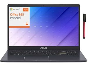 ASUS L510 15.6 "FHD Ultra Thin كمبيوتر محمول ، معالج Intel Celeron N4020 ، 4GB DDR4 RAM ، 144GB تخزين (128GB eMMC + 16GB Flash Drive) ، لوحة مفاتيح بإضاءة خلفية ، سنة واحدة Microsoft 365 ، Windows 10 S