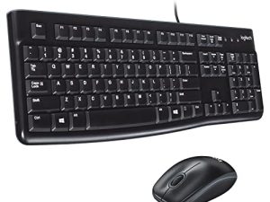 لوجيتك MK120 لوحة مفاتيح سلكية وماوس كومبو لنظام التشغيل Windows ، ماوس سلكي بصري ، لوحة مفاتيح كاملة الحجم ، توصيل وتشغيل USB ، متوافق مع الكمبيوتر الشخصي ، الكمبيوتر المحمول - أسود