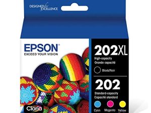 EPSON T202 Claria - حبر أسود عالي السعة وألوان قياسية - حزمة كومبو خرطوشة (T202XL-BCS) لمجموعة مختارة من طابعات Epson Expression و WorkForce