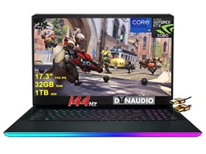كمبيوتر محمول للألعاب MSI GE76 Raider 17.3 بوصة FHD IPS 144Hz 12th Gen Intel 14-core i9-12900H 32GB RAM 1 تيرابايت SSD GeForce RTX 3060 6GB RGB بإضاءة خلفية Thunderbolt USB-C MiniDP Dynaudio Nahimic Win11 أسود + كابل HDMI