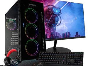 كمبيوتر مكتبي برج للكمبيوتر الشخصي للألعاب من Periphio ، معالج Intel Quad Core i5 3.2 جيجاهرتز ، ذاكرة وصول عشوائي (RAM) سعة 8 جيجابايت ، محرك أقراص صلبة بسعة 120 جيجابايت + 1 تيرابايت 7200 RPM HDD ، Windows 10 ، بطاقة رسومات GTX 1050TI ، شاشة 24 بوصة ، RGB ، HDMI ، Wi-Fi (متجدد)