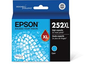 خرطوشة حبر EPSON T252 DURABrite Ultra ذات السعة العالية باللون السماوي (T252XL220-S) لطابعات Epson WorkForce المحددة