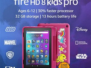 جهاز لوحي Amazon Fire HD 8 Kids Pro الجديد كليًا ، شاشة 8 بوصة عالية الدقة ، من سن 6 إلى 12 عامًا ، معالج أسرع بنسبة 30٪ ، عمر بطارية 13 ساعة ، جراب صديق للأطفال ، 32 جيجابايت ، (إصدار 2022) ، Rainbow Universe