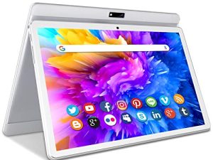جهاز لوحي 10 بوصة يعمل بنظام Android 9 HD ثنائي الشريحة مع رباعي النواة ، 32 جيجا بايت ROM / 128 جيجا بايت توسيع ، مكالمة هاتفية 3G ، WiFi ، بلوتوث ، كاميرا مزدوجة ، GPS ، شاشة لمس IPS ، كمبيوتر لوحي معتمد من Google GMS ، (أبيض)
