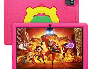 جهاز لوحي للأطفال مقاس 10 بوصات ، جهاز كمبيوتر لوحي يعمل بنظام Android 10.0 بشاشة مقاس 10.1 بوصة سعة 6000 مللي أمبير في الساعة كيدوز مثبت مسبقًا لتعليم التحكم الأبوي ، 32 جيجا بايت ROM رباعي النواة معالج واي فاي بلوتوث جراب مقاوم للأطفال ، وردي