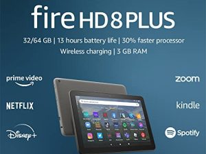جهاز لوحي Amazon Fire HD 8 Plus الجديد كليًا ، شاشة عرض عالية الدقة مقاس 8 بوصات ، 32 جيجابايت ، معالج أسرع بنسبة 30٪ ، ذاكرة وصول عشوائي 3 جيجابايت ، شحن لاسلكي ، (إصدار 2022) ، رمادي