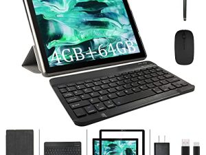جهاز لوحي 2 في 1 مقاس 10.1 بوصة ، جهاز لوحي Android 11.0 مع حافظة لوحة مفاتيح ، 4 جيجابايت + 64 جيجابايت ROM / 512 جيجابايت كمبيوتر لوحي ، رباعي النواة ، شاشة لمس عالية الدقة ، كاريما مزدوج ، بلوتوث ، كمبيوتر لوحي معتمد من Google GMS