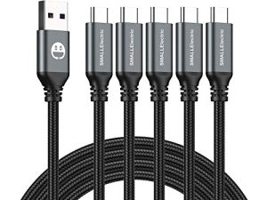 كابل USB من النوع C 5pack 6ft شحن سريع 3A سلك شاحن سريع ، كابل من النوع C إلى A متوافق مع 6 أقدام Samsung Galaxy S10 S9 S8 Plus ، كابل شحن سريع مضفر لـ Note 10 9 8 ، LG V50 V40 G8 G7 (رمادي)