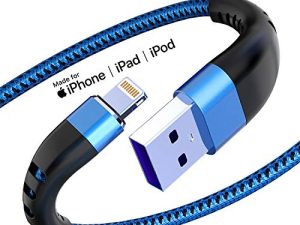 شاحن آيفون من 3 عبوات معتمد من Apple MFi بطول 6 أقدام وكابل Essri Long Lightning قوي من النايلون المضفر 6 قدم وسلك iPhone USB سريع لهاتف Apple iPhone11 / X / XS / XR / 8/7/6 / 5S / SE / iPad Mini Air （أزرق ）