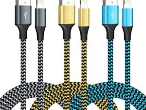 [معتمد من Apple MFi] iPhone Charger 3 Pack 6FT USB Lightning Cable سريع الشحن من النايلون المجدول سلك شاحن iPhone متوافق مع iPhone 13/12/11 Pro Max / XS MAX / XR / XS / X / 8/7 / Plus / 6S / 6 / SE / 5S / iPad