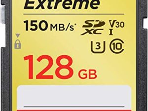 بطاقة ذاكرة SanDisk Extreme SDXC UHS-I بسعة 128 جيجا بايت - 150 ميجابايت / ثانية ، C10 ، U3 ، V30 ، 4K UHD ، بطاقة SD - SDSDXV5-128G-GNCIN