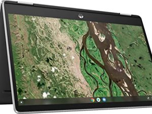 الكمبيوتر المحمول HP X360 14b Chromebook 14in HD Touchscreen Intel Celeron 4GB DDR4 32GB eMMC WiFi Webcam BO Speakers Bluetooth Chrome Silver Color (Renewed)