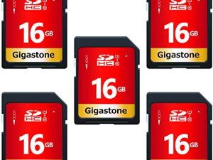 Gigastone 16GB 5 Pack SD Card UHS-I U1 Class 10 SDHC Memory Card High-Speed Full HD Video Canon Nikon Sony Pentax Kodak Olympus Panasonic Digital Camera، with 5 Mini Cases