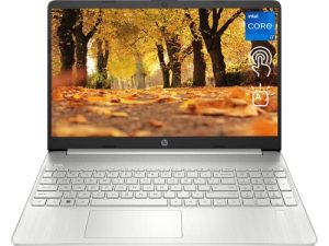 HP 15.6 "Full HD Touchscreen Laptop، Intel Core i7-1165G7 Processor، 32GB RAM، 1TB SSD، Webcam، SD Card Reader، HDMI، FP Reader، Backlit Keyboard، Bluetooth، Wi-Fi، Windows 11 Home، Natural Silver
