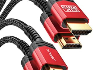 JSAUX 8K HDMI Cables 2.1 10FT 2-Pack 48Gbps 8K & 4K Ultra High Speed Cords (8K @ 60Hz 7680x4320، 4K @ 120Hz) eARC HDR10 HDCP 2.2 & 2.3 3D ، متوافق مع PS5 / PS4 / X-Box / Roku TV / HDTV / تقنية Blu-ray / LG / Samsung QLED