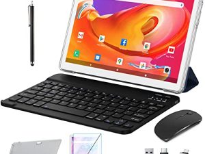 أحدث جهاز لوحي 2023 مقاس 10 بوصات ، أحدث معالج رباعي النواة يعمل بنظام Android 11 ، جهاز لوحي 2 في 1 مزود بلوحة مفاتيح ، ذاكرة وصول عشوائي (ROM) سعة 64 جيجابايت + ذاكرة وصول عشوائي (RAM) سعة 4 جيجابايت ، 128 جيجابايت قابلة للتوسيع ، 5G WiFi ، Bluetooth ، نظام تحديد المواقع العالمي (GPS) ، شاشة عرض 1280 * 800 عالية الدقة