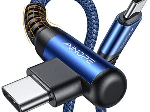 AINOPE USB C to USB C Cable 60W ، [2-Pack 6.6ft] كابل شحن سريع USB Type C الزاوية اليمنى ، متوافق مع Samsung S21 S20 ، Note 20 Ultra 10 9 8 ، MacBook Air / Pro 13 '' ، iPad Pro / Air 2020 ، Pixel-Blue