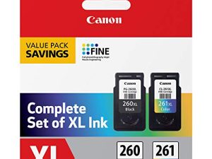 حزمة قيمة Canon PG-260 XL / CL-261 XL ، متوافقة مع طابعات TR7020 و TS6420 و TS5320 ، متعددة ، الحجم مرة واحدة (3706C005)