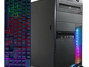 كمبيوتر سطح المكتب للألعاب من Lenovo - Intel Quad I7 حتى 3.8 جيجا هرتز ، Radeon RX 550 4G GDDR5 ، ذاكرة 16 جيجا بايت ، 128 جيجا SSD + 2 تيرابايت ، لوحة مفاتيح وماوس RGB ، WiFi وبلوتوث 5.0 ، DVD ، Win 10 Pro (مجدد)