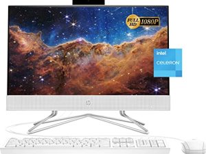 أحدث كمبيوتر مكتبي HP 2022 الكل في واحد ، شاشة 21.5 بوصة FHD ، معالج Intel Celeron J4025 ، ذاكرة وصول عشوائي 16 جيجا بايت ، 1 تيرا بايت PCIe SSD ، كاميرا ويب ، WiFi ، HDMI ، RJ-45 ، لوحة مفاتيح وماوس سلكي ، Windows 11 Home ، أبيض